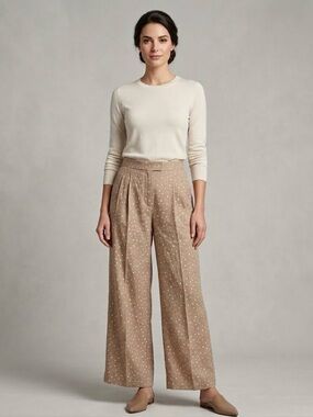 Worthington NWT Mini Leopard Wide Leg Pants | Elastic Waist | Pockets | S